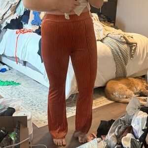 SHEIN Rust Corduroy Flare Pants